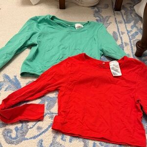 H&M Vibrant Green and Red Long Sleeve Tees